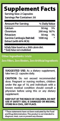 Garcinia Cambogia Extract product label